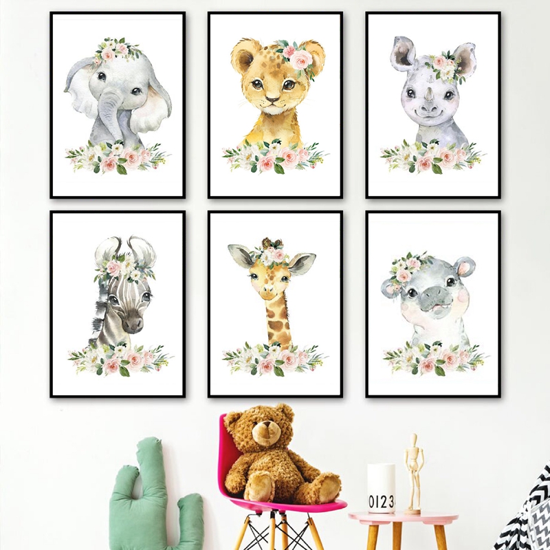Animals Baby Nursery - Impressions sur toile d'animaux de la