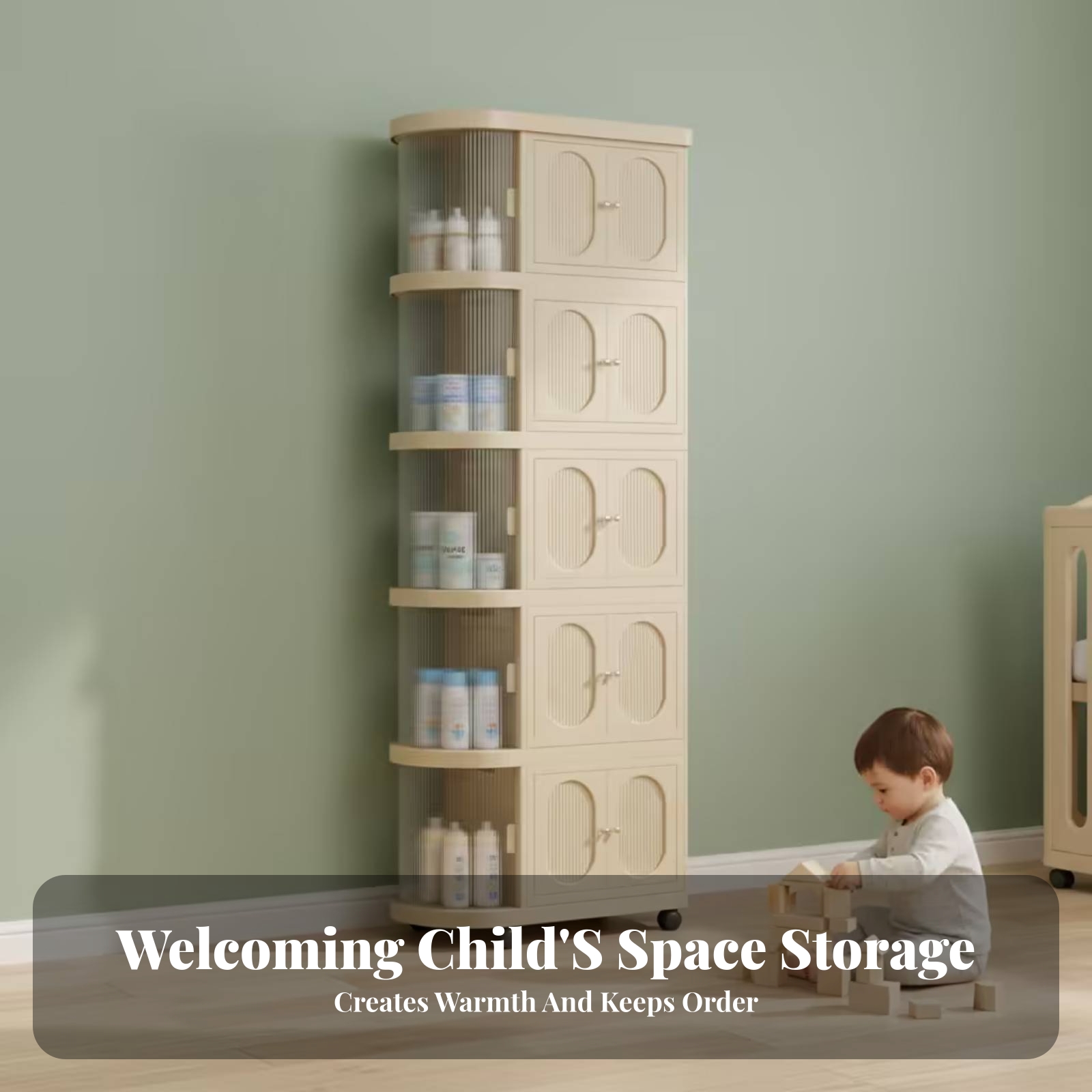 Baby Nursery Shelves - Armoire bébé à 5 niveaux, beige
