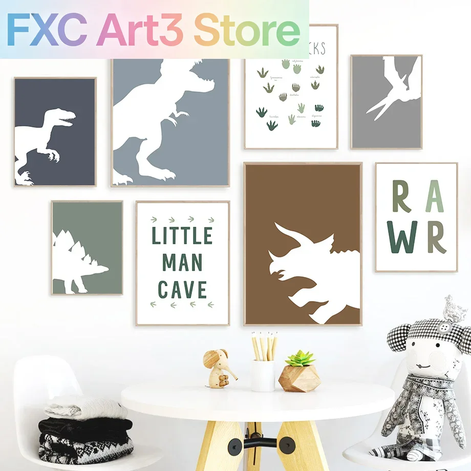 Baby Boy Nursery Quotes - 1 pièce, sans cadre, dinosaures jurassiques,