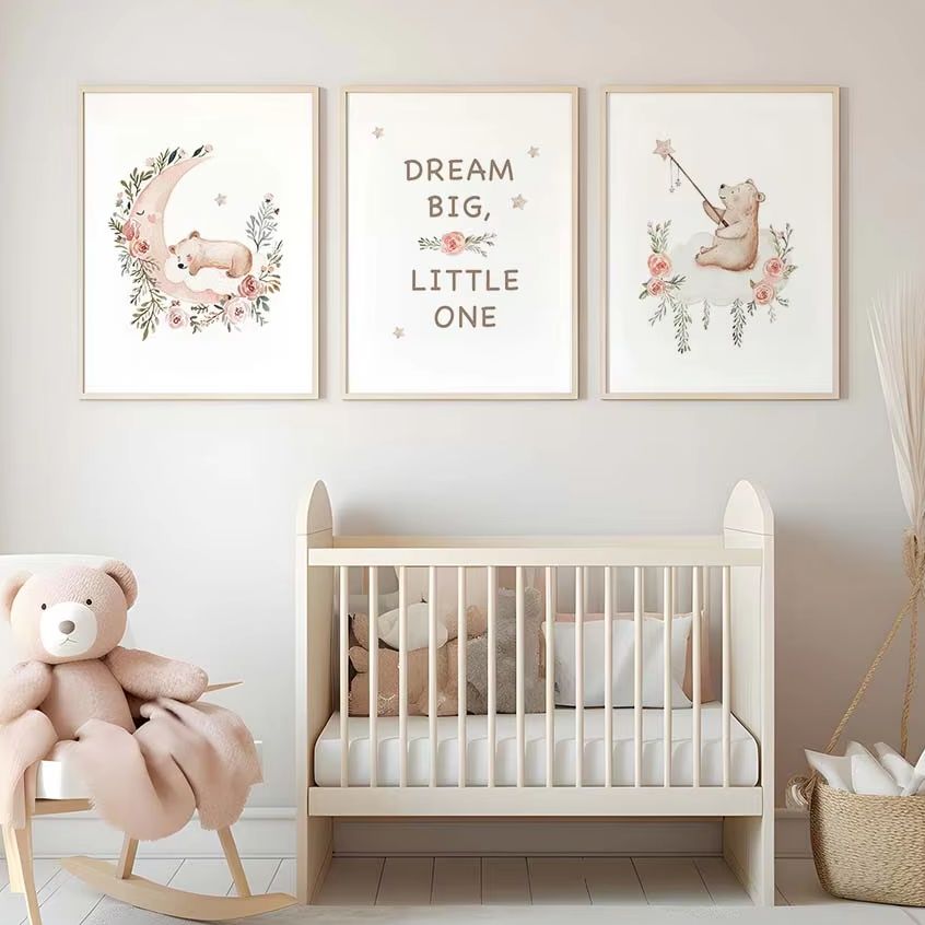 Baby Boy Nursery Quotes - Décoration murale florale pour chambre d'enfant,