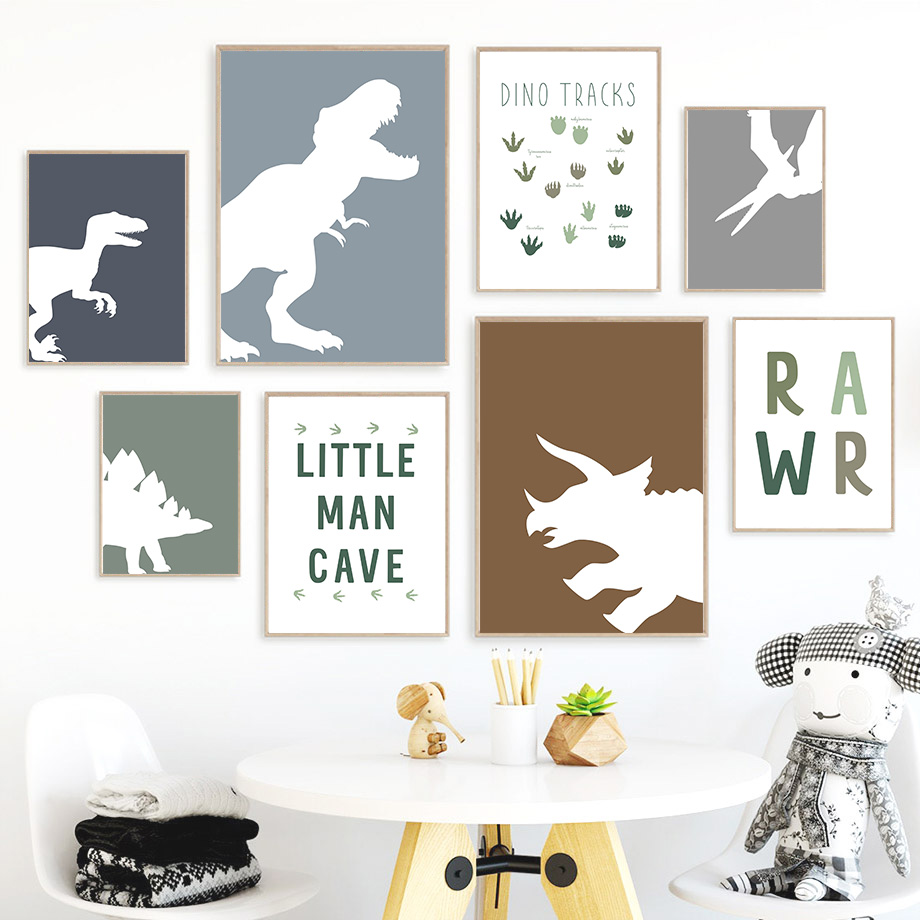 Baby Boy Nursery Quotes - Peinture sur toile 2D, dinosaures jurassiques,