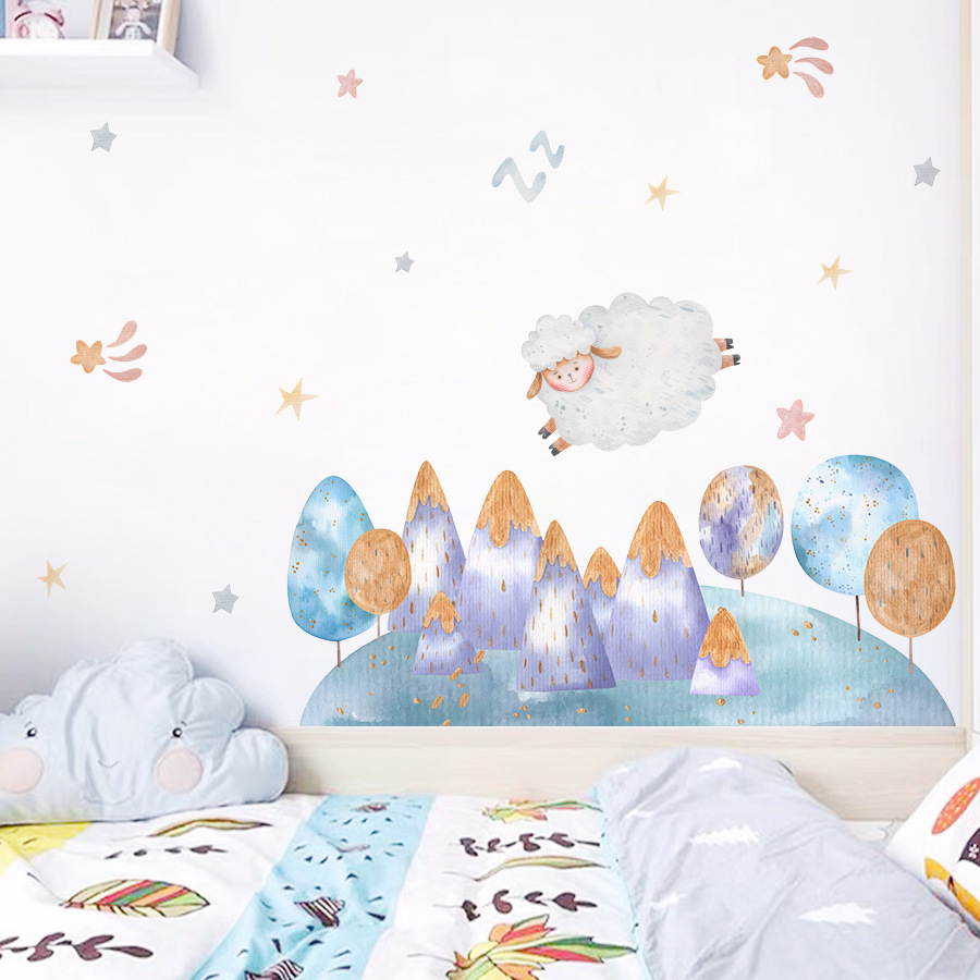 Baby Nursery Tree - Autocollant mural auto-adhésif de dessin animé
