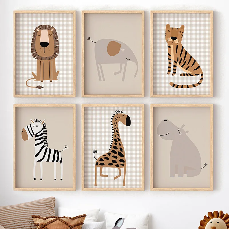 Baby Nursery Jungle Animals - (Sans cadre) Peintures sur toile, affiches