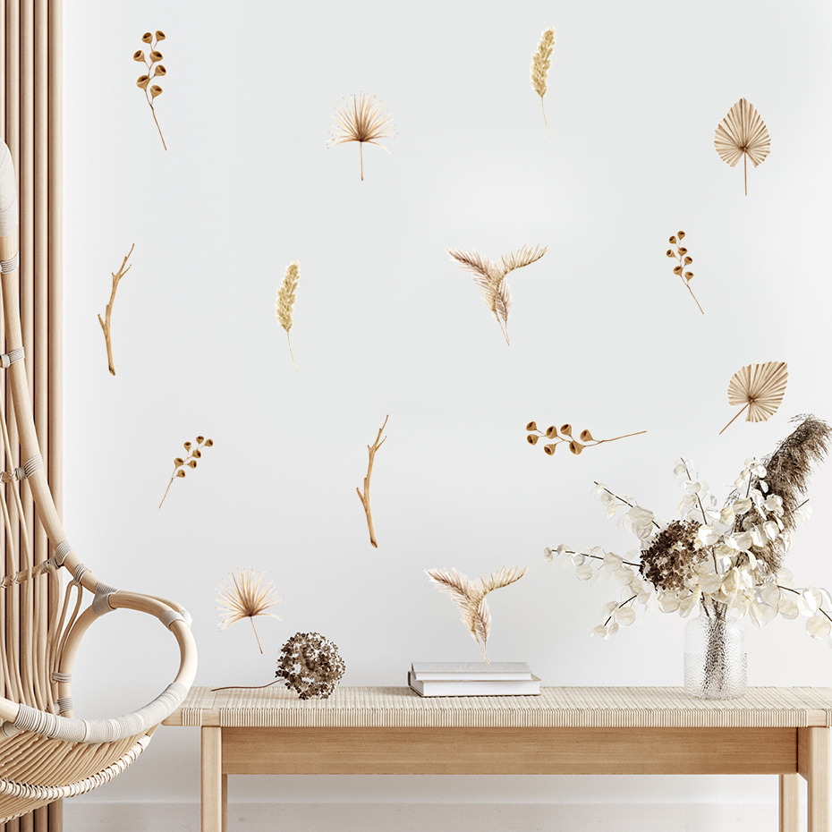 Baby Nursery Plants - Boho-Autocollants muraux d'interconnexion botanique en coton,