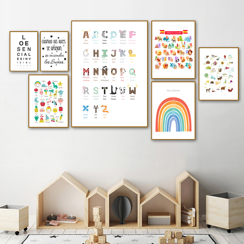 Baby Nursery In Spanish - Espagnol Enfants Chambre Art Décor Toile