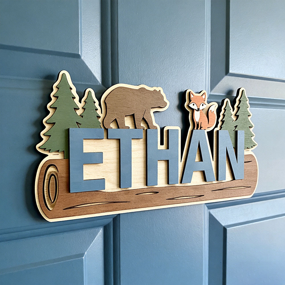 Baby Nursery Tree - Plaque en bois personnalisée avec nom,