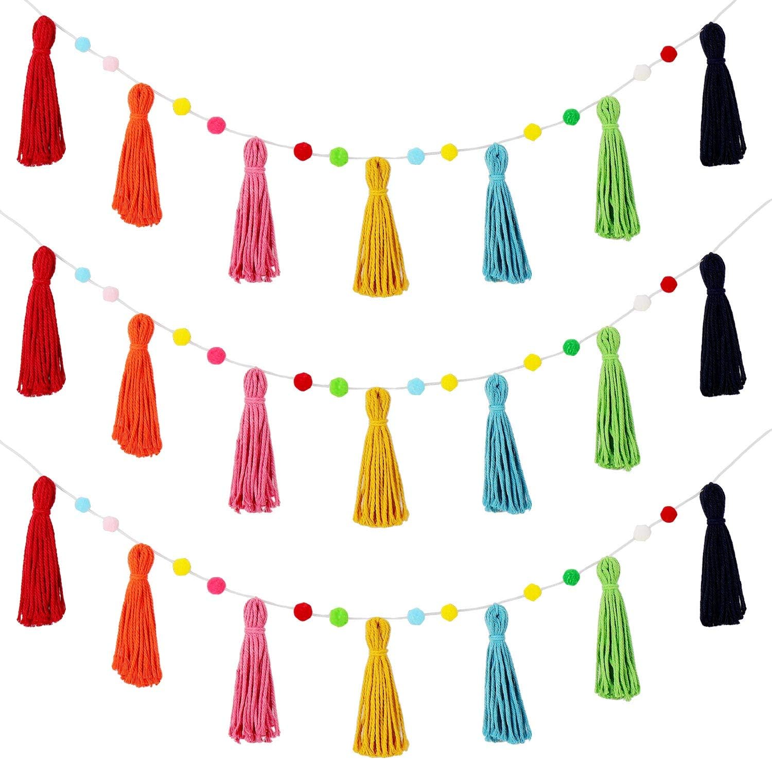 Baby Nursery Fabric - Gland Boho arc-en-ciel coloré, guirxiété Pom