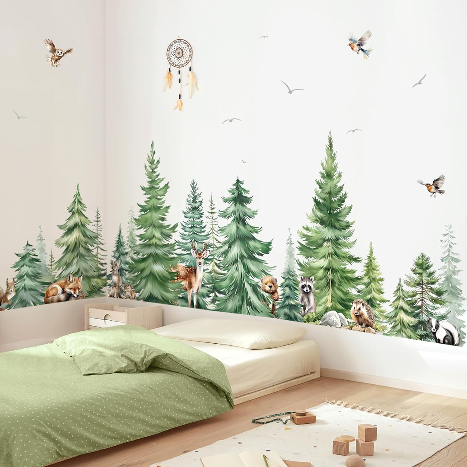 Baby Nursery Tree - Grand aquarelle pin animaux stickers muraux