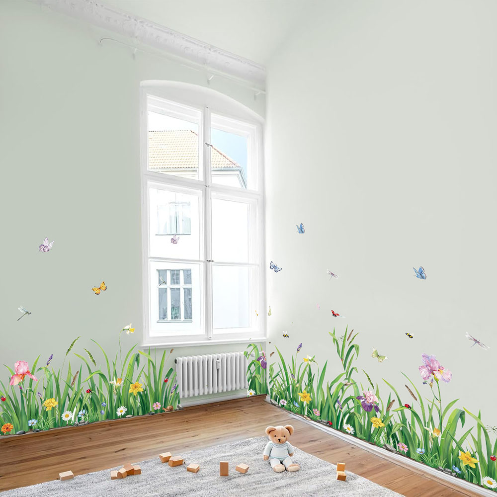 Baby Nursery Plants - Autocollant mural Borader de fleurs d'herbe