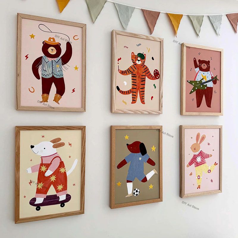 Animals Baby Nursery - Tableaux et Affiches Muraux en Toile