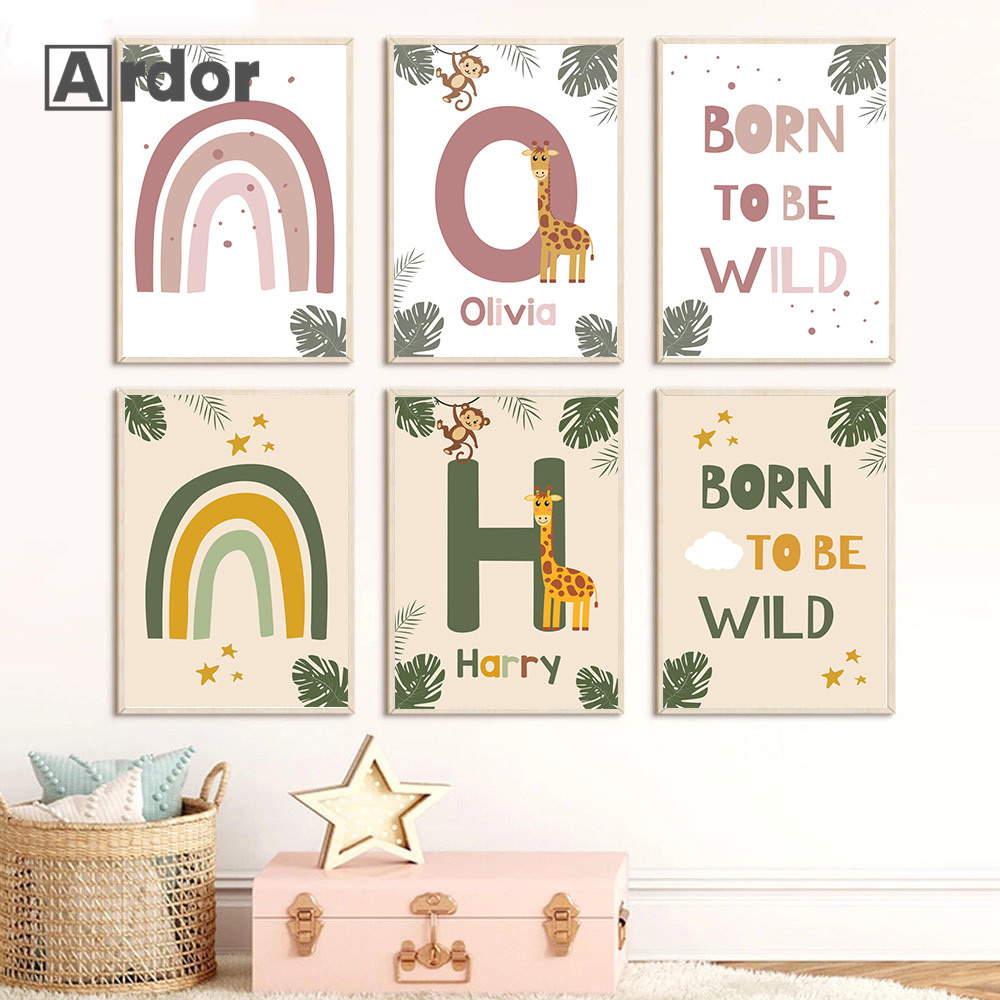 Baby Nursery Animal Pictures - Affiches d'animaux de la Jungle nordique,