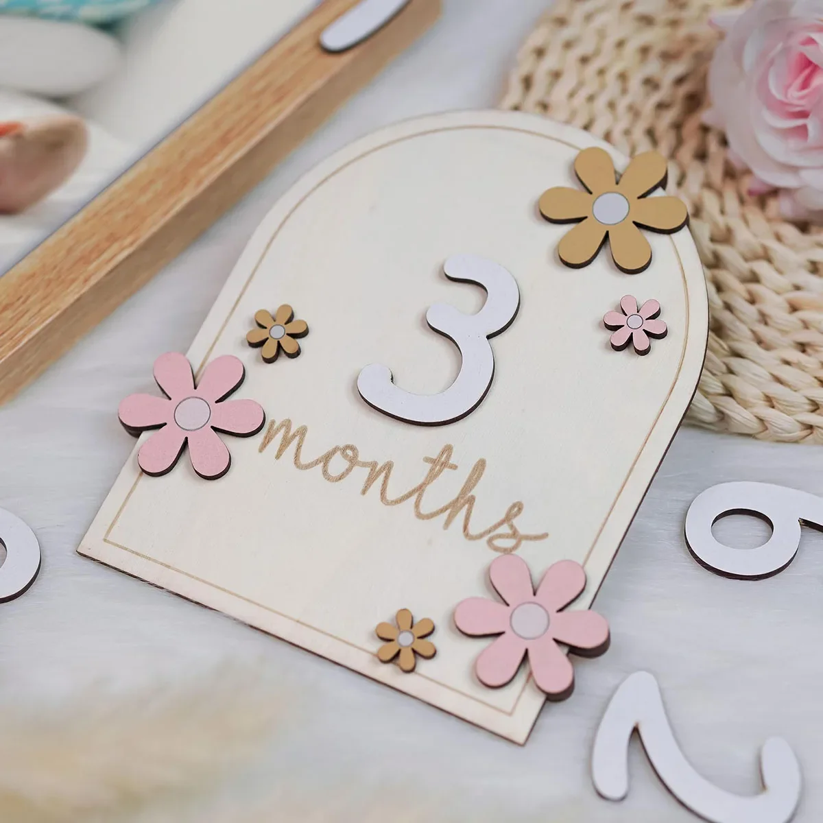 Milestone Card Set - Cartes de jalon mensuelles en bois
