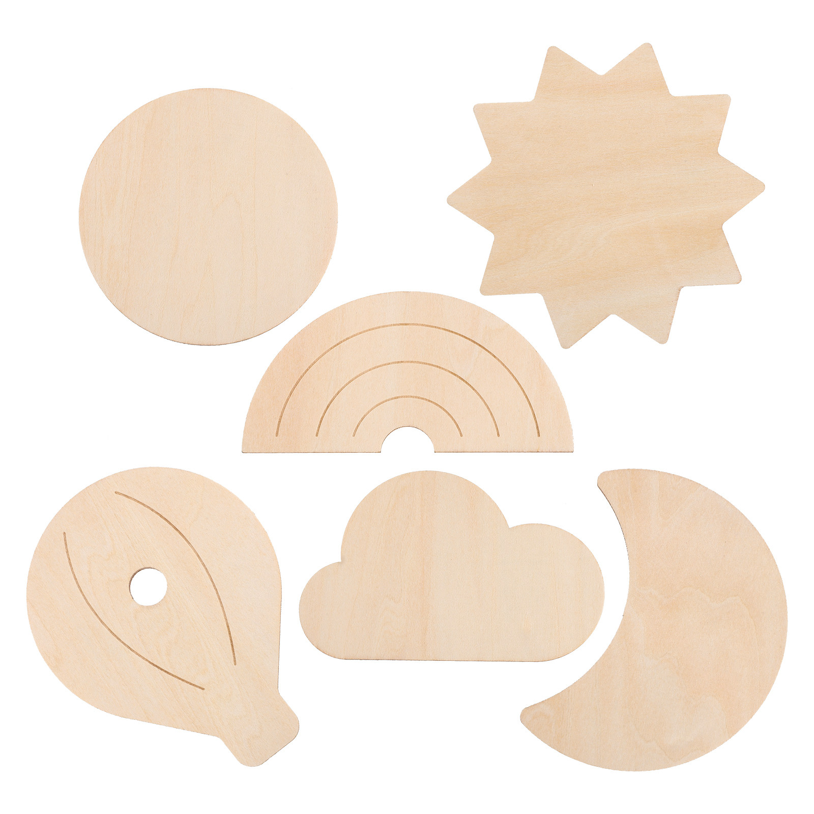 Baby Nursery Hot Air Balloon Theme - 6 autocollants muraux en bois, thème