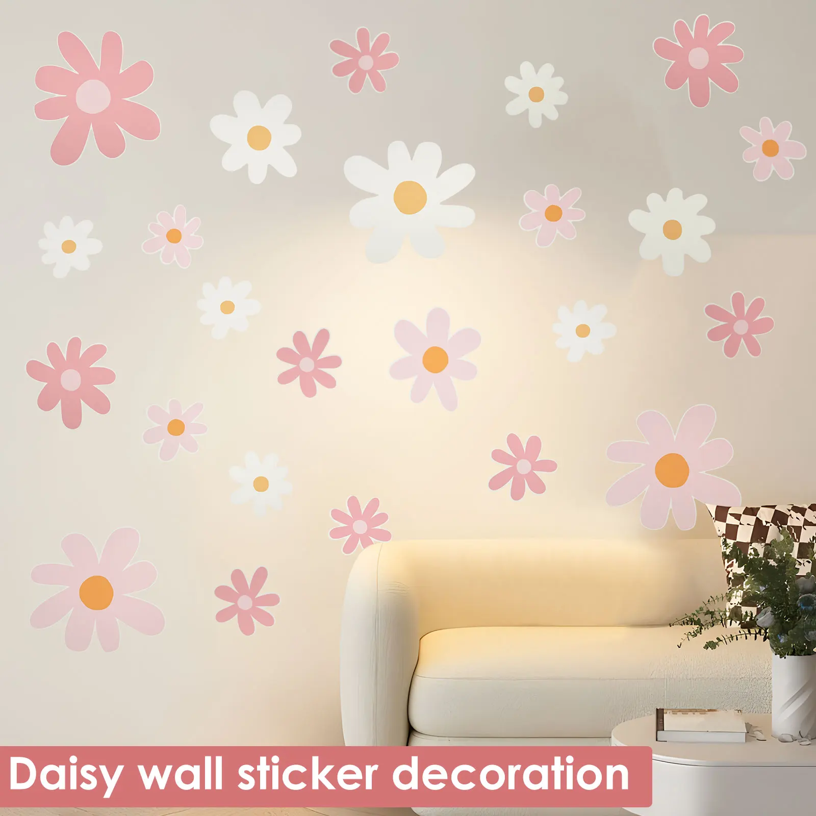 Baby Nursery Plants - 12 feuilles d'autocollants muraux floraux marguerites