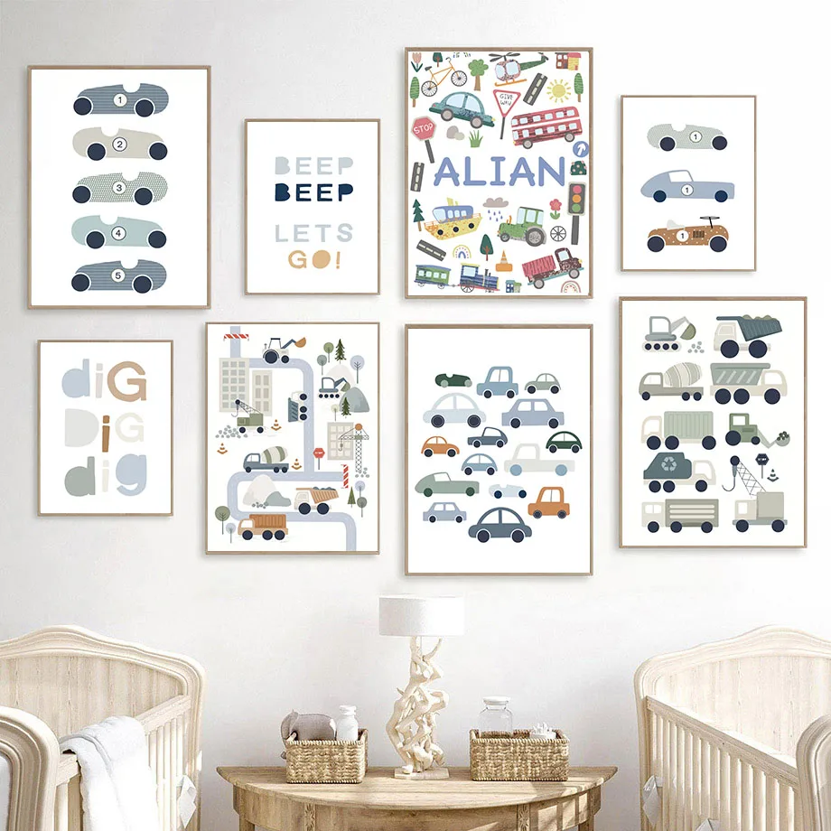 Baby Boy Nursery Quotes - Tableau mural personnalisé sans cadre sur