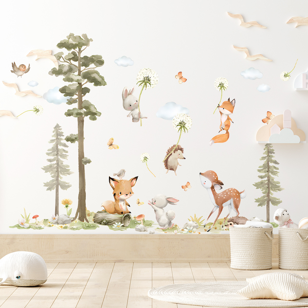 Baby Nursery Tree - Autocollants muraux animaux de la forêt