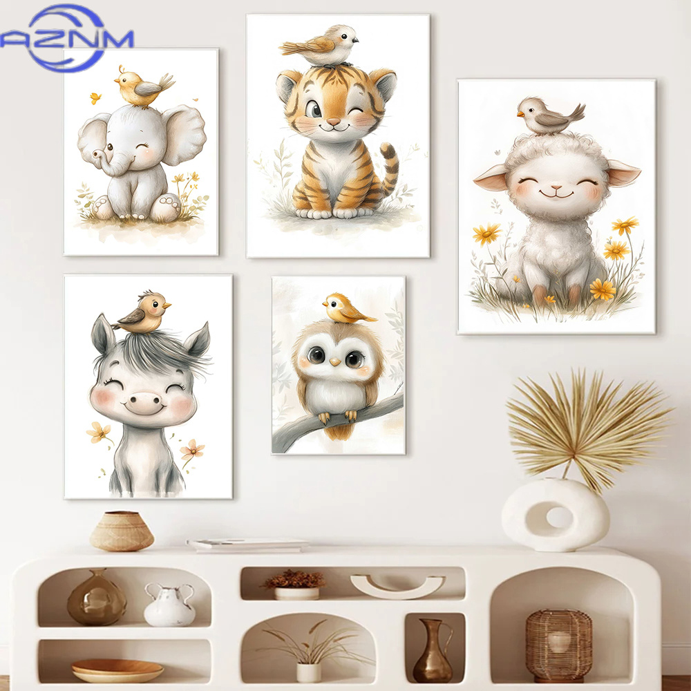 Baby Nursery Animal Pictures - AZNM – affiches illustrées d'animaux de