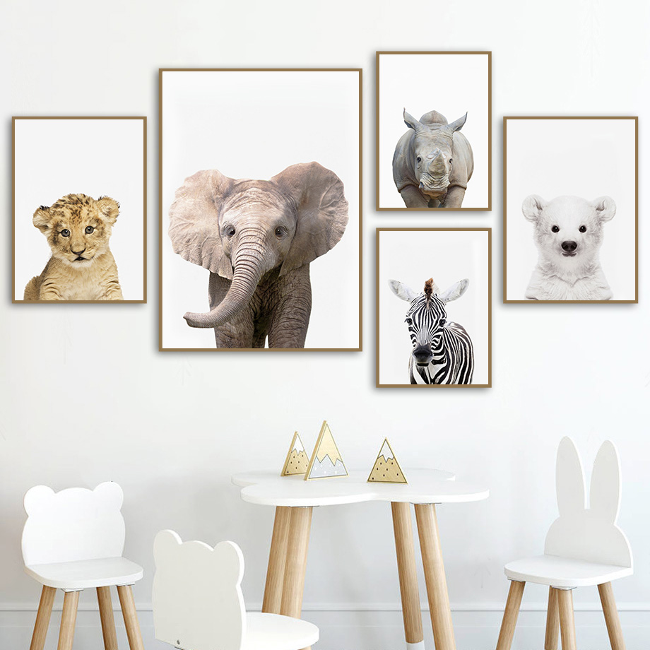 Baby Nursery Jungle Animals - 1 toile sans cadre, impression d'animaux