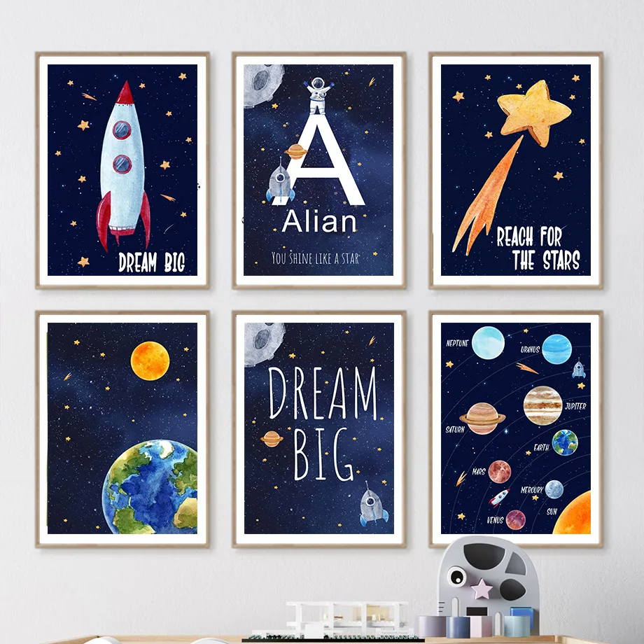 Baby Nursery Paintings - Peinture sur toile personnalisée avec nom,