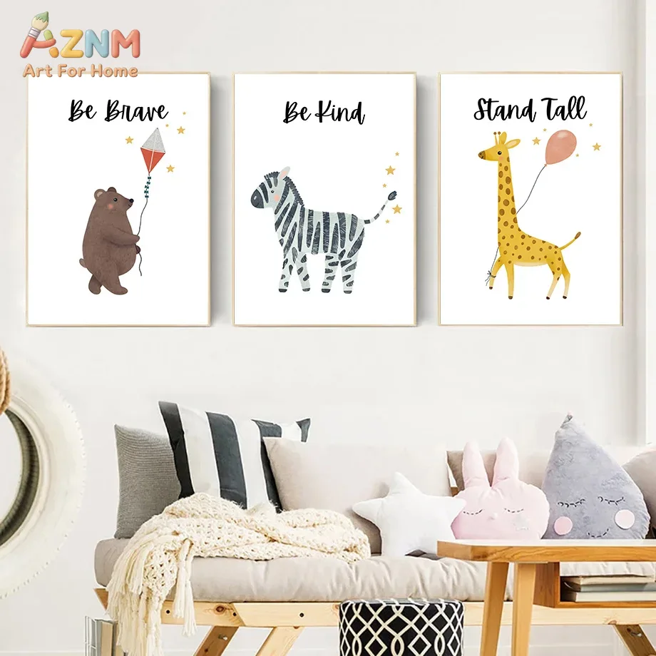 Animals Baby Nursery - AZNM Be Brave Kind Stand Tall