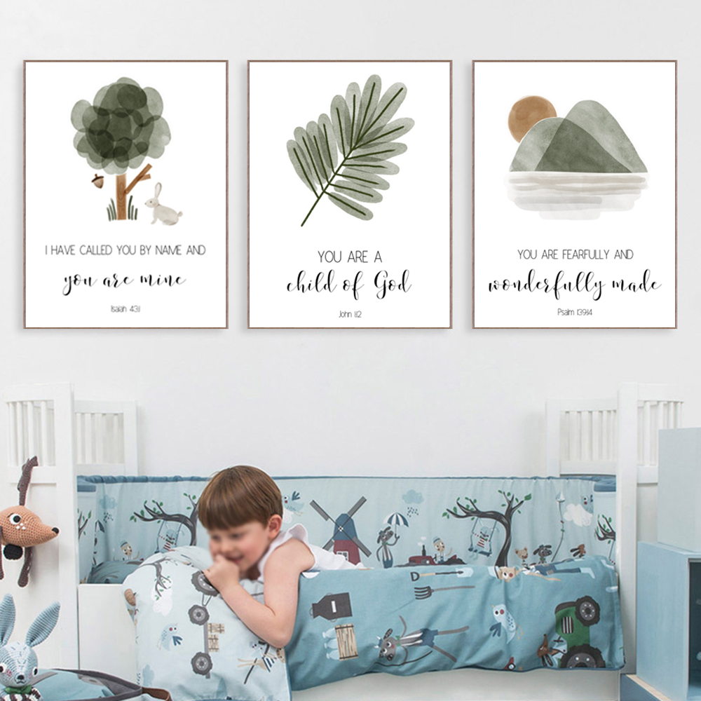 Baby Boy Nursery Quotes - Affiche d'art mural chrétien pour garçons,
