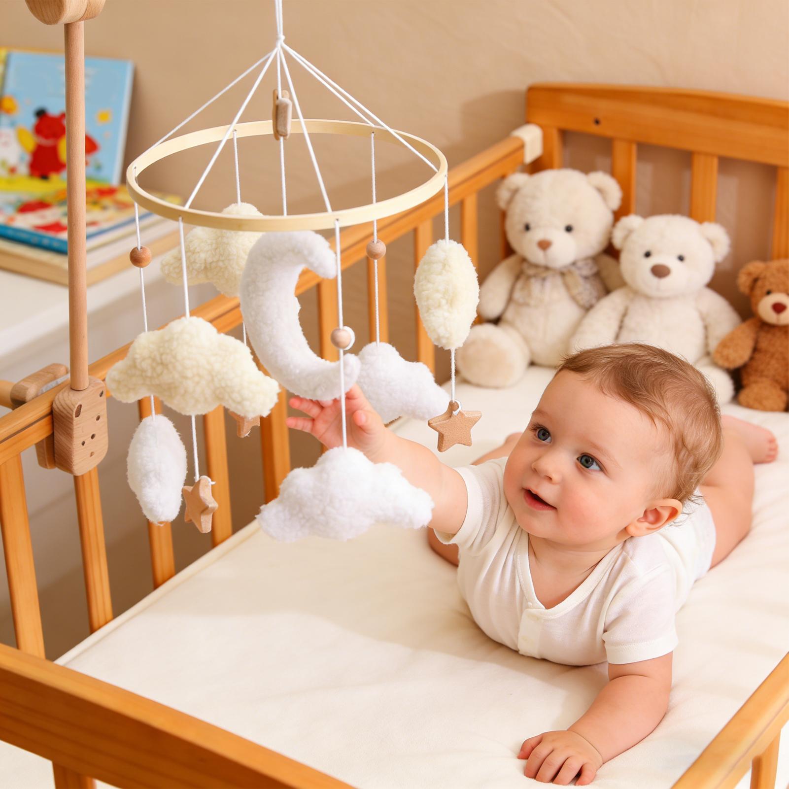 Baby Nursery Decor Boy - Mobile de lit bébé en bois,