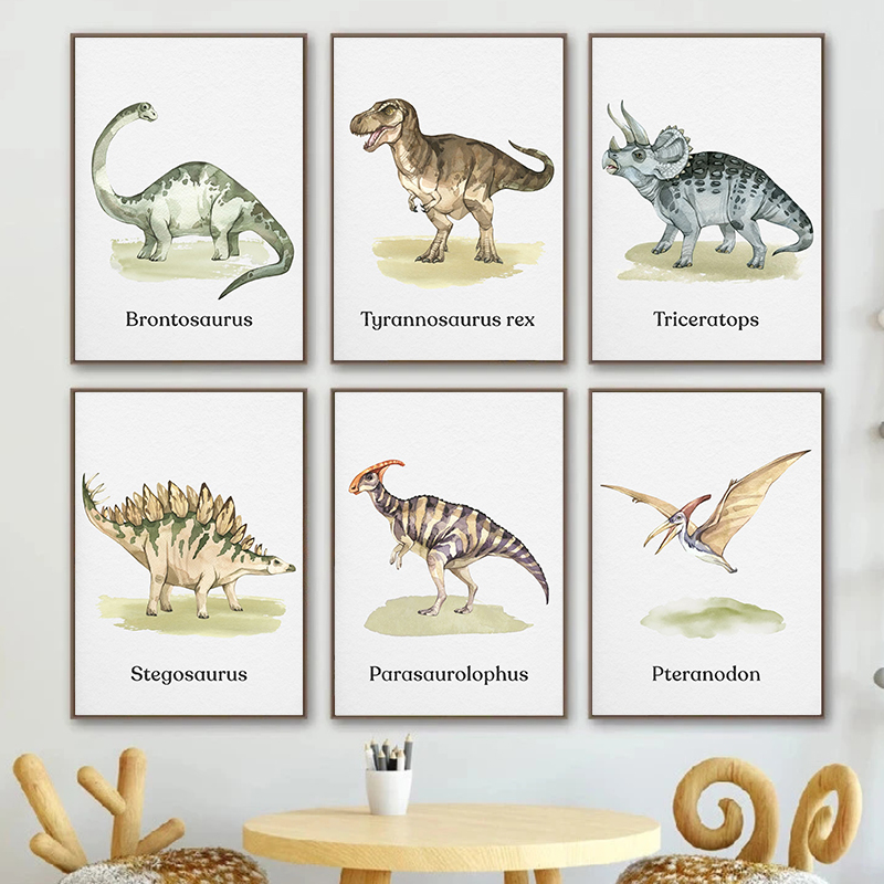 Baby Nursery Animal Pictures - Affiche de Dinosaure Interconnexion pour Décor