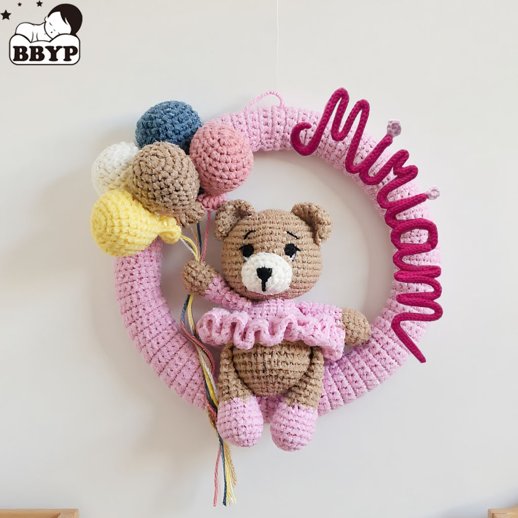 Baby Nursery Unisex - Couronne de nom en crochet personnalisée