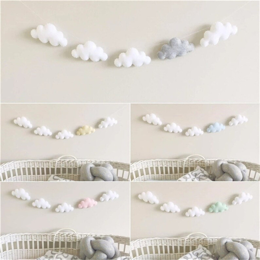 Baby Nursery Fabric - Guirlandes de nuages en feutre nordique,