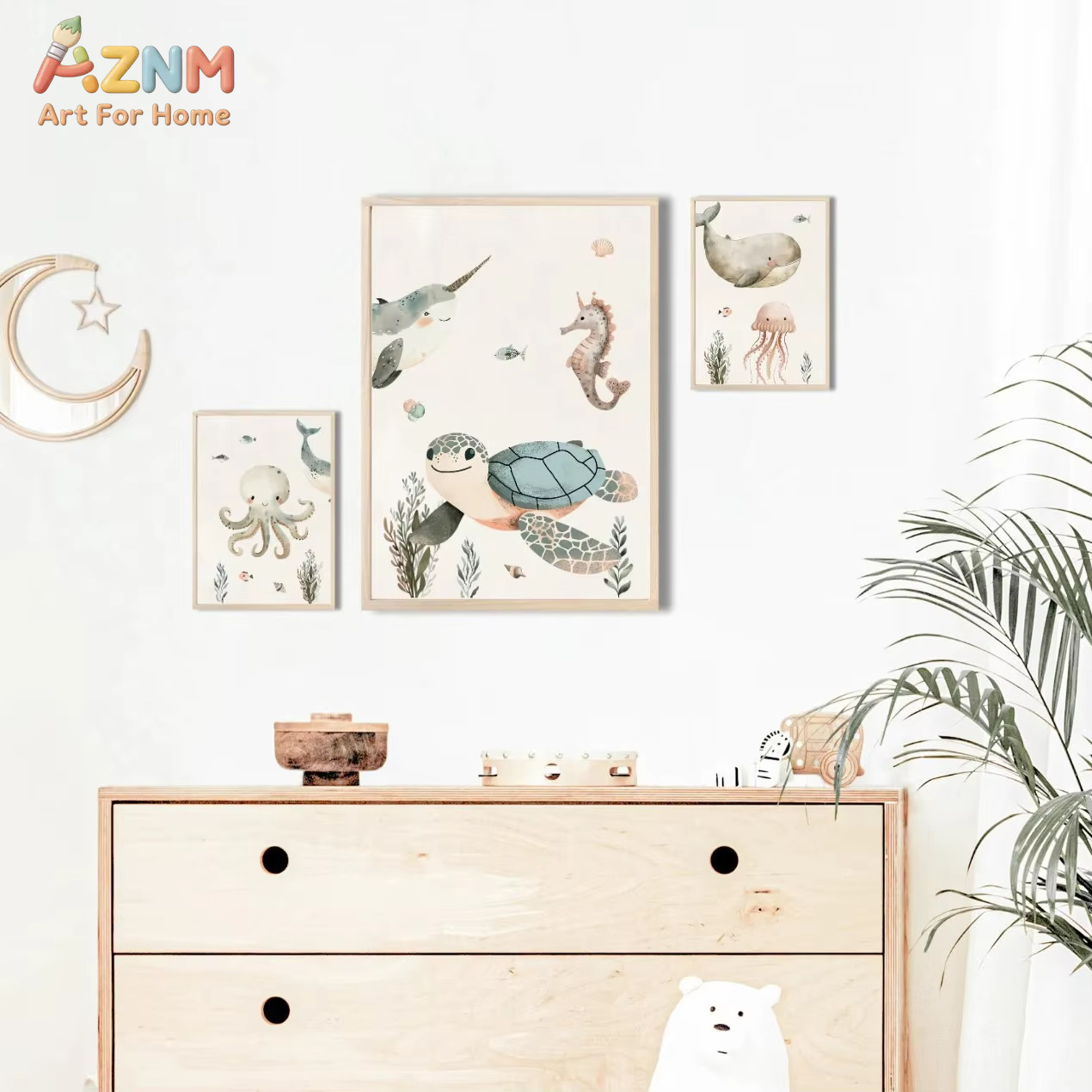 AZNM Tableau mural en toile av - Animals Baby Nursery avis et prix