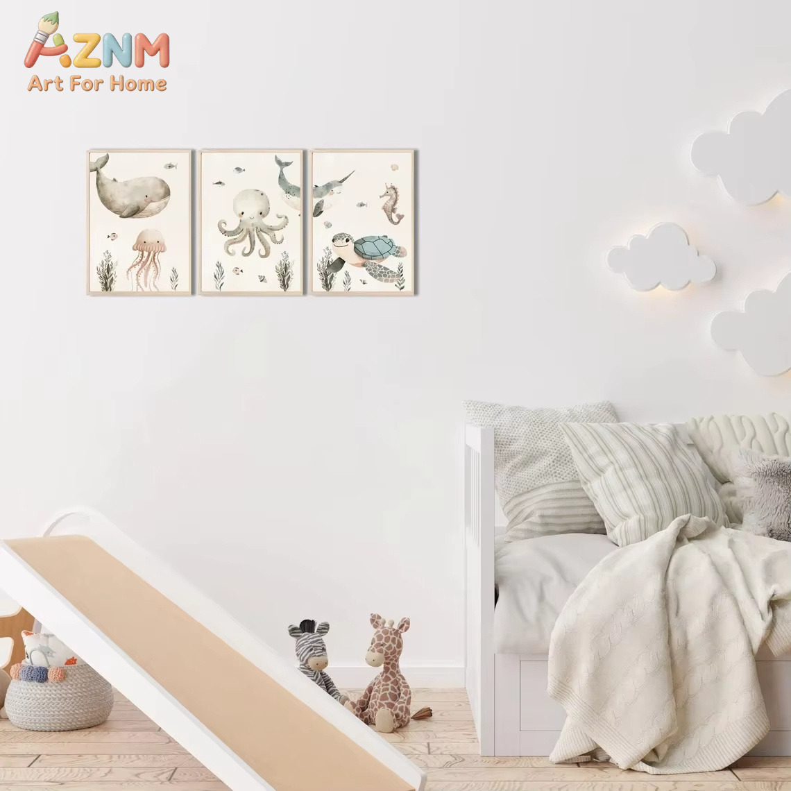 AZNM Tableau mural en toile av - Animals Baby Nursery avis et prix