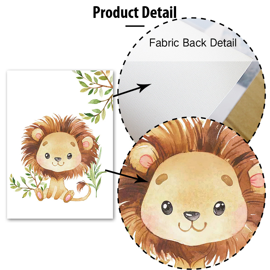 Toile d'art mural Lion, élépha - Baby Nursery Jungle Animals avis et prix