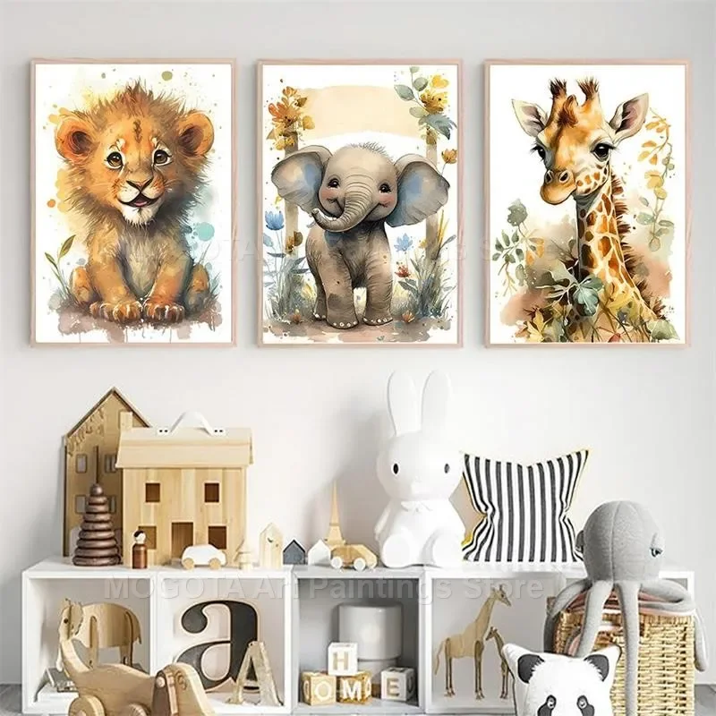 Aquarelle Lion girafe tigre él - Animals Baby Nursery avis et prix