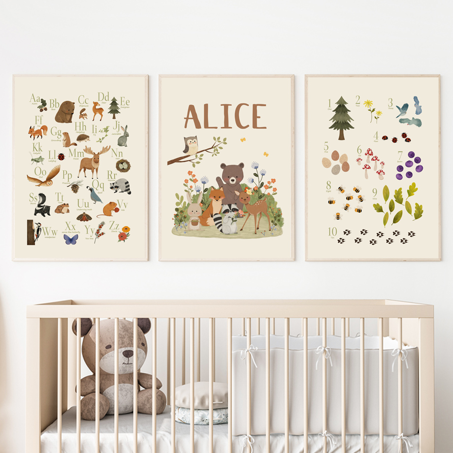 1 toile murale sans cadre, mot - Animals Baby Nursery avis et prix