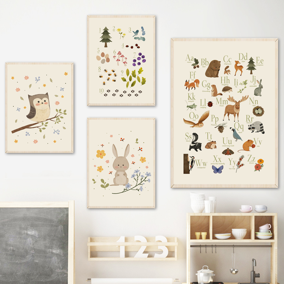 1 toile murale sans cadre, mot - Animals Baby Nursery avis et prix