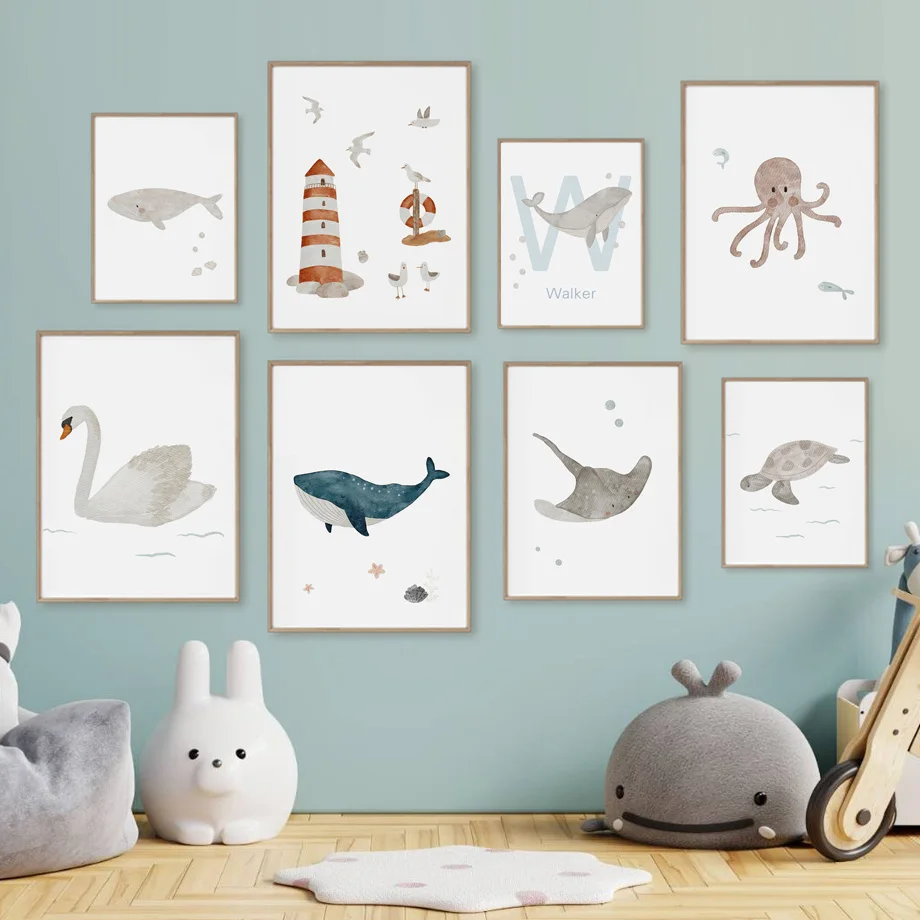 Toile d'Art Mural avec Nom Per - Baby Nursery Animal Pictures avis et prix