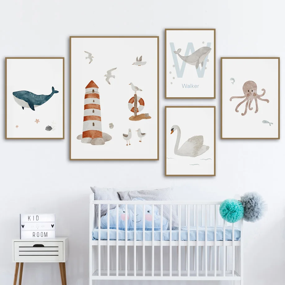 Toile d'Art Mural avec Nom Per - Baby Nursery Animal Pictures avis et prix